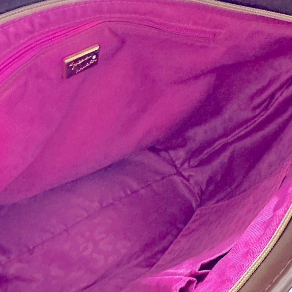 👜✨ SUSAN LUCCI Vintage 90s Gold & Brown Vegan Leather Polyester‎ Tote Bag - Picture 5 of 6